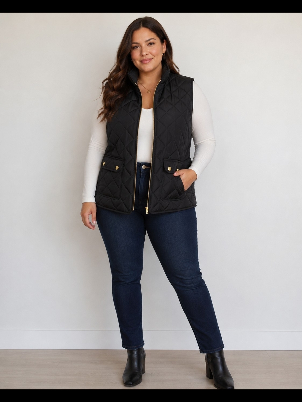St. John's Bay Black Lined Jacket with White Label Size Medium